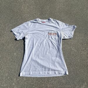 Supreme Pocket T-Shirt Mens Medium White Mesh Stripe Box Logo Classic